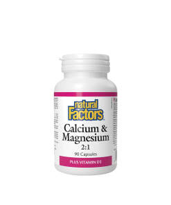 Natural Factors Calcium & Magnesium 2:1 Plus Vitamin D3 (90 Capsules)