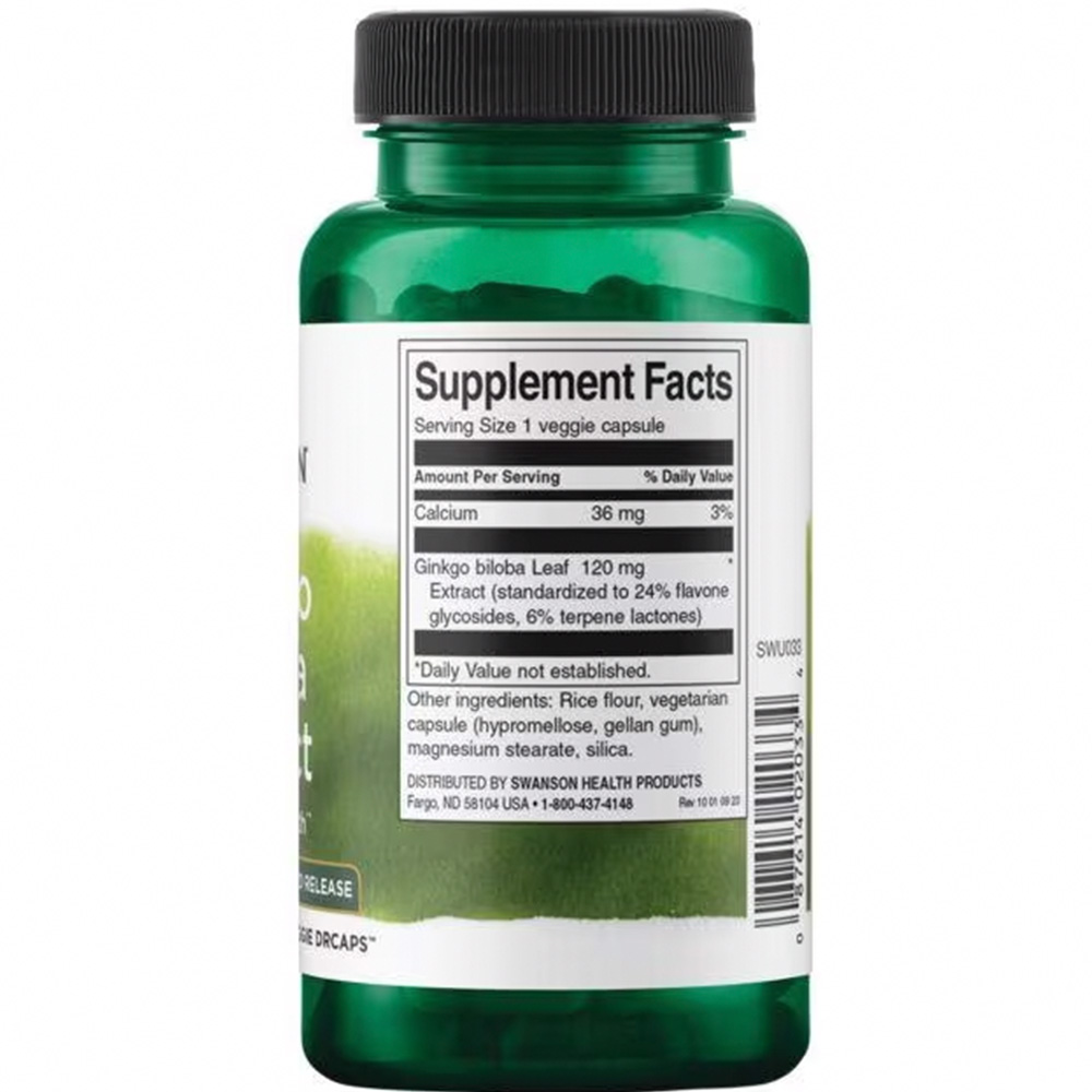 Ginkgo Biloba ekstrakt, 120mg - 100 vcaps - Billede 3