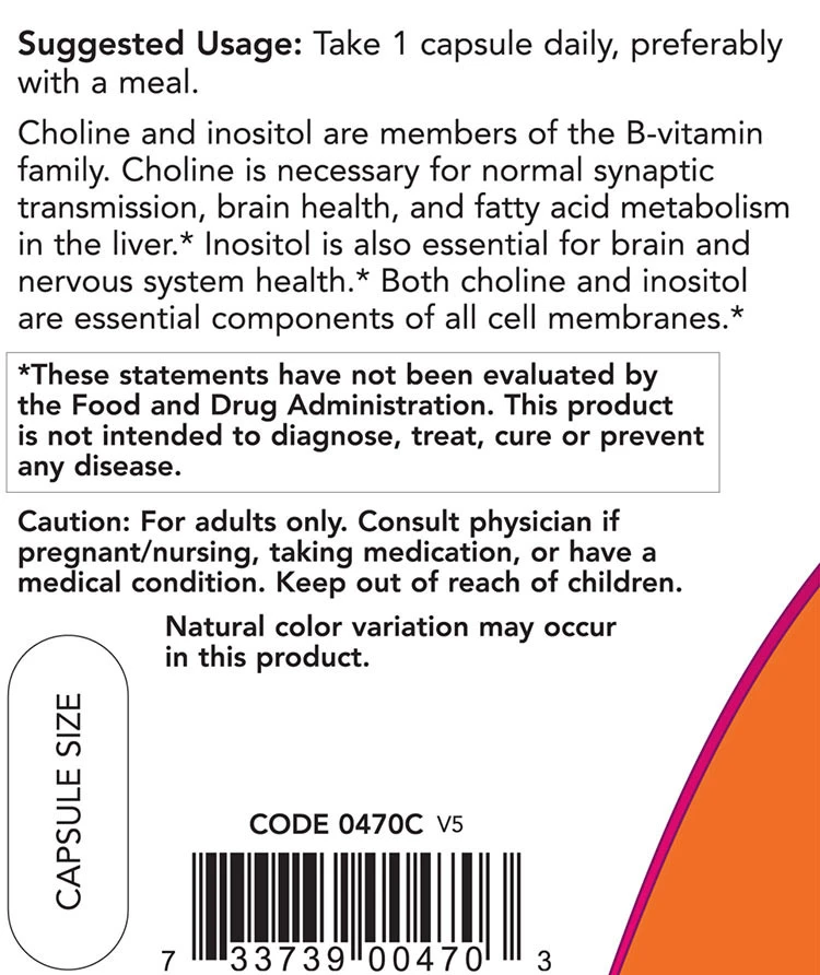 Kolin og inositols – 500 mg – 100 kapsulas - Billede 3