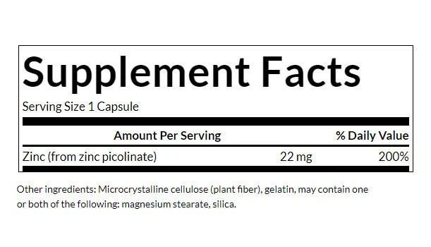 Zinkpicolinat – Zinkpicolināts i ķermeņa priekšroka forma – 22 mg – 60 kapsules - Billede 3