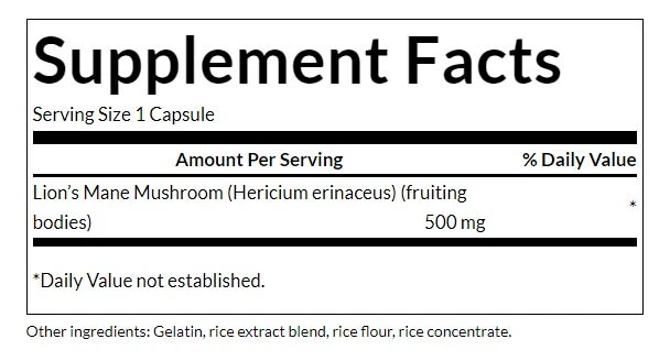 Fuldspektrum Løvemanke Svampe – 500 mg – 60 kapsulas - Billede 3