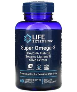 Super Omega-3 EPA/DHA with Sesame Lignans & Olive Extract - 60 enteric coated softgels