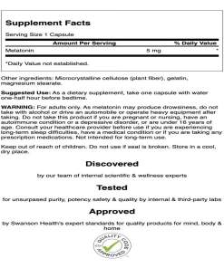 Swanson – melatonīns 5mg – 60 kapsulas