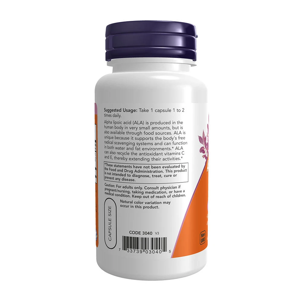 Alpha-liponskābe ar vitamīniem C & E – 100 mg – 60 vegetablas kapsulas - Image 3