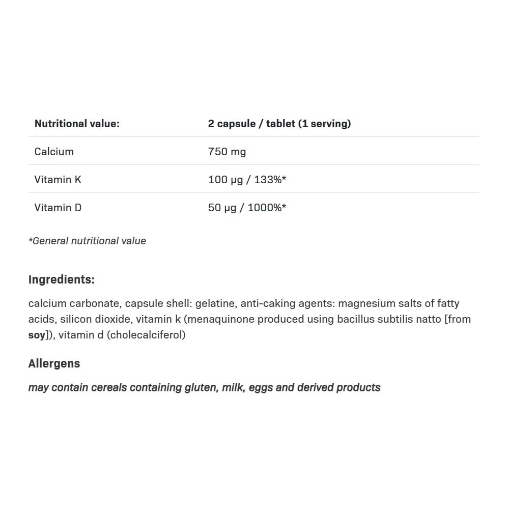 Calcium D3 + K2 – 90 kapsulas - Image 2