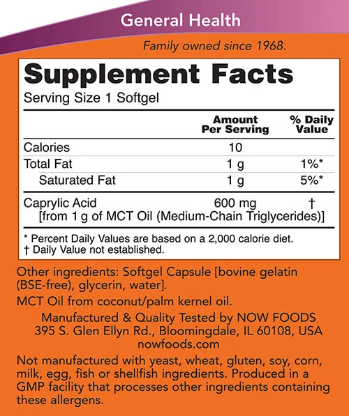 Kaprylsyre – 600 mg – 100 blāvas kapsulas - Image 2
