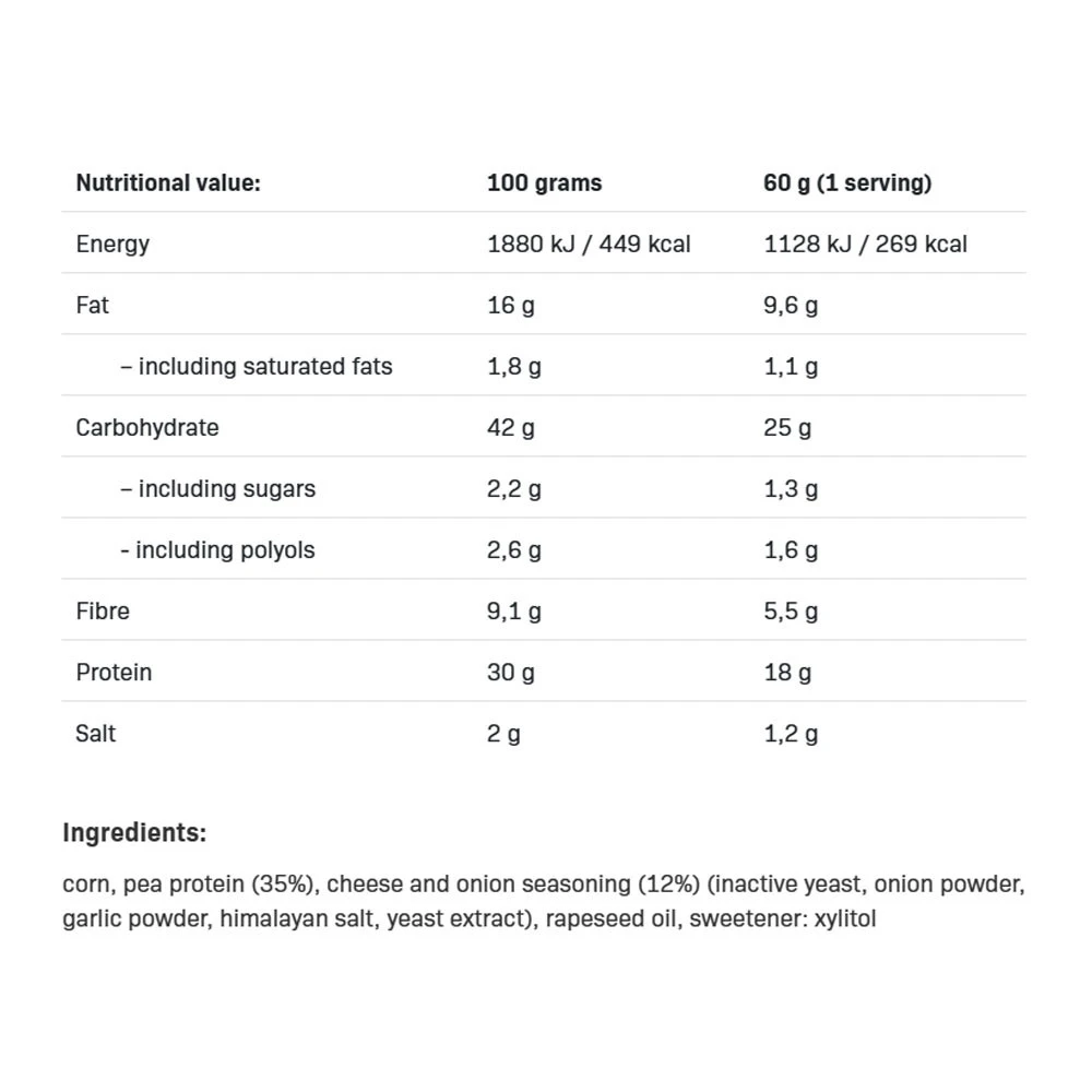 Fitking – Lācekrētas proteīna čipsi, sūrs un sīpols – 60g - Image 3