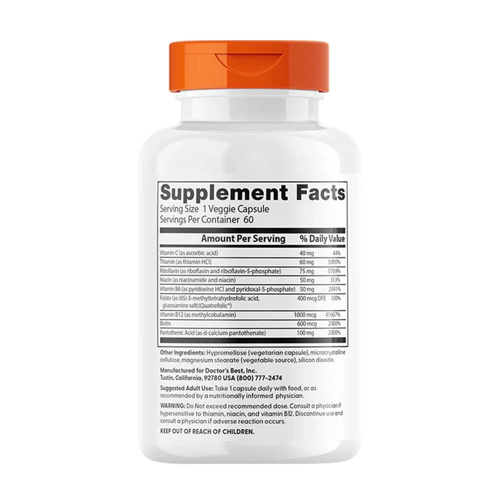 Fuldt aktivt B-kompleks med Quatrefolic – 60 hætteglas - Image 6