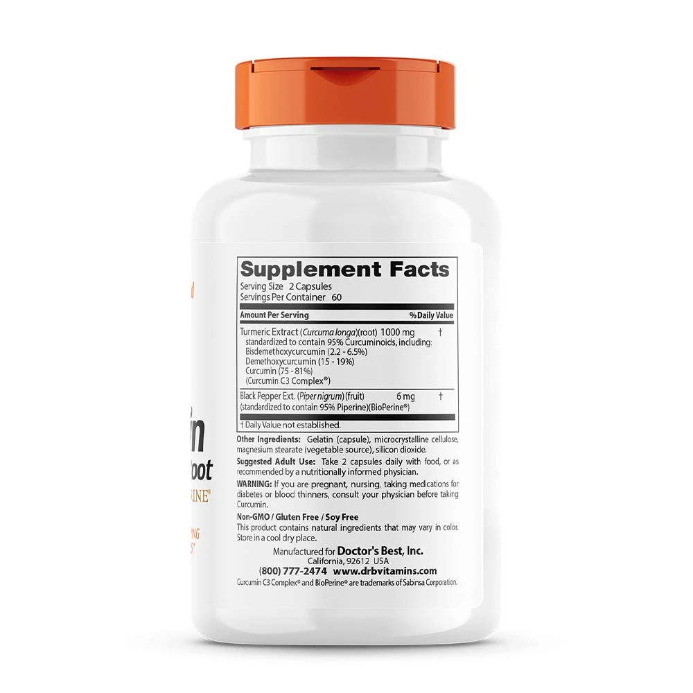 Høj absorption Curcumin no gurkmejas saknes ar C3 Complex & BioPerine – 500mg – 120 kapsulas - Image 4