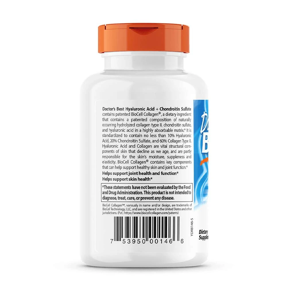Hyaluronsyre + chondroitinsulfat med BioCell Collagen – 60 kapsulas - Image 3