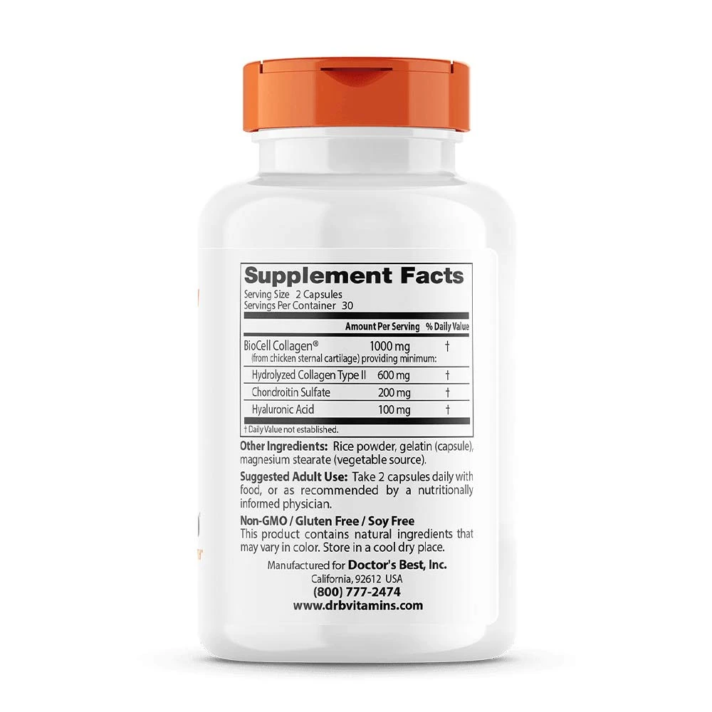 Hyaluronsyre + chondroitinsulfat med BioCell Collagen – 60 kapsulas - Image 4