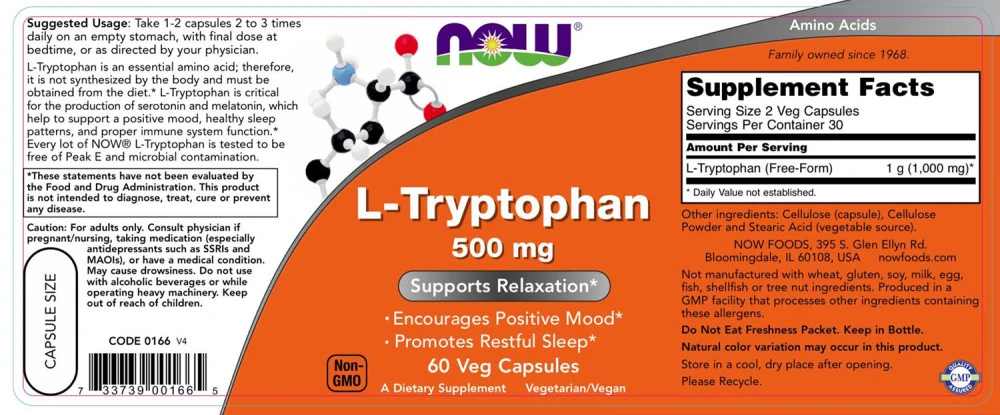 L-Tryptophan – 500 mg – 60 kapsulas - Image 4