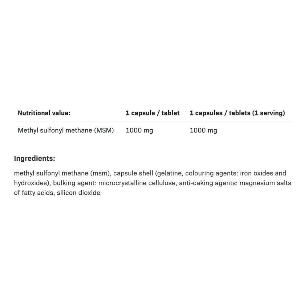 MSM – 1000 mg – 90 kapsler - Image 3