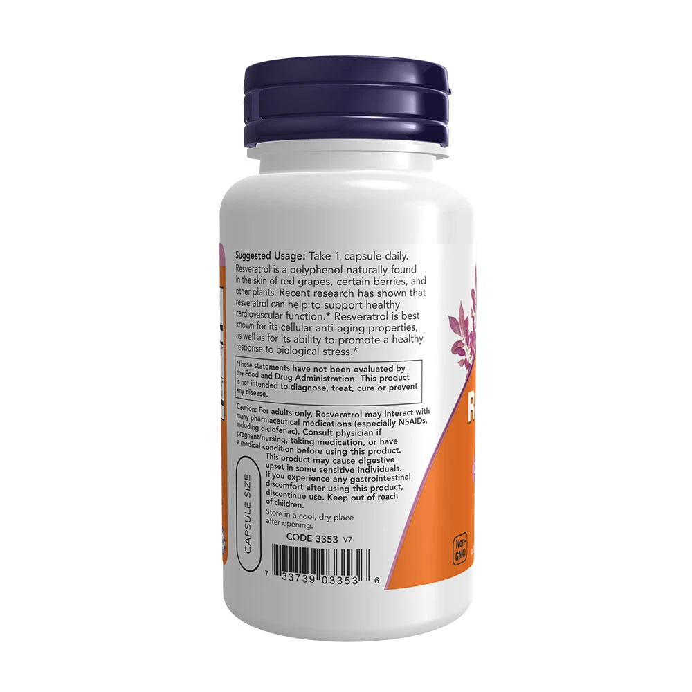 Naturligt Resveratrol med rødvinsekstrakt – 200 mg – 60 vegānas kapsulas - Image 3