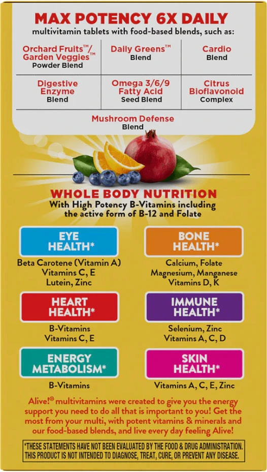 Nature's Way – Alive! Max6 maxpotencijas ikdienas multivitamīns – 90 kapsulas - Image 6