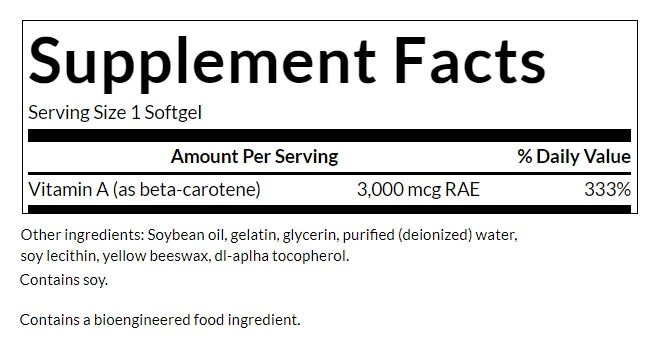 Beta-Carotene – A vitamīns, 10.000 IE – 100 softgels - Image 6