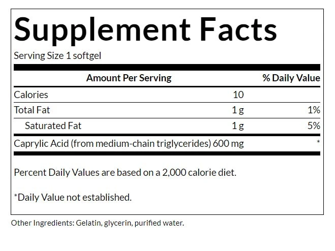 Kaprylsyre – 600 mg – 60 blāvas kapsulas - Image 3