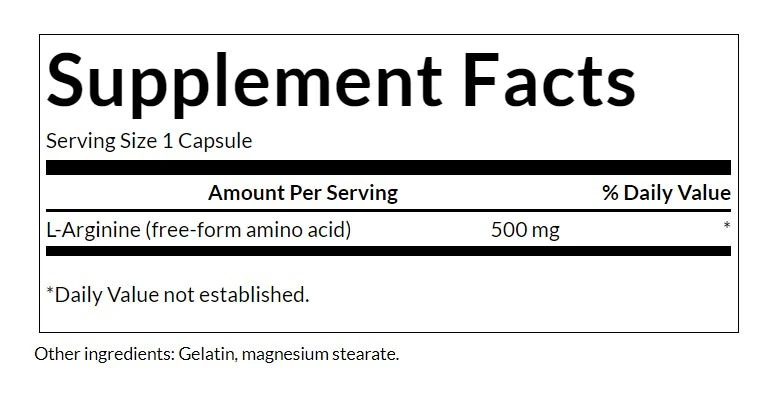 L-Arginīns – 500 mg – 100 kapsulas - Image 2