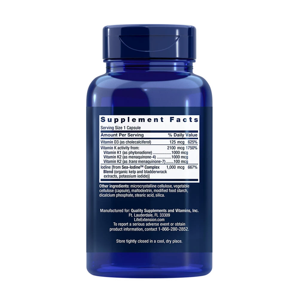 D- og K-vitamīni ar jodu – 60 kapsulas - Image 2